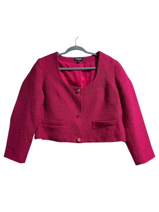Express Jackets & Blazers - Express Pink Cropped Blazer Jacket Textured Gold Button XL